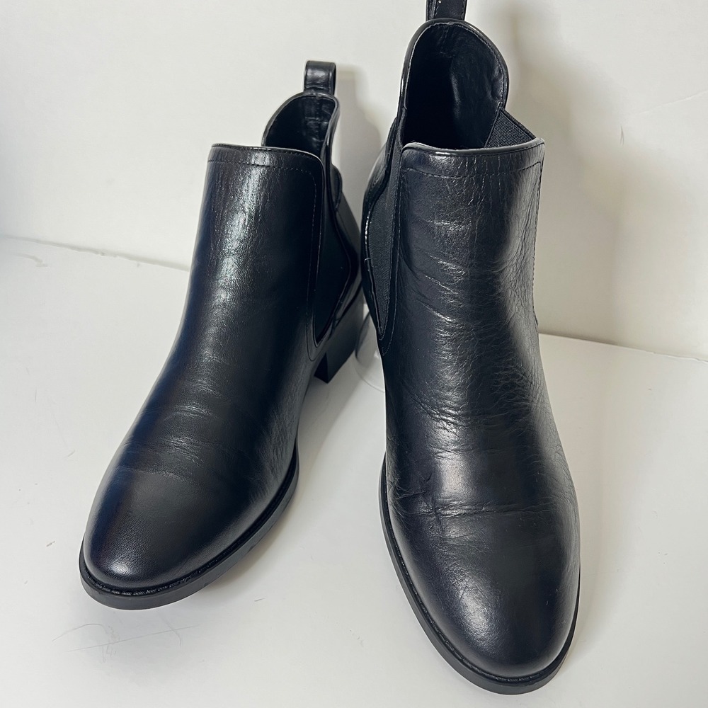 Steve Madden Womens Black Leather Chelsea Ankle Boots Almond Toe Dicey Size 10M
